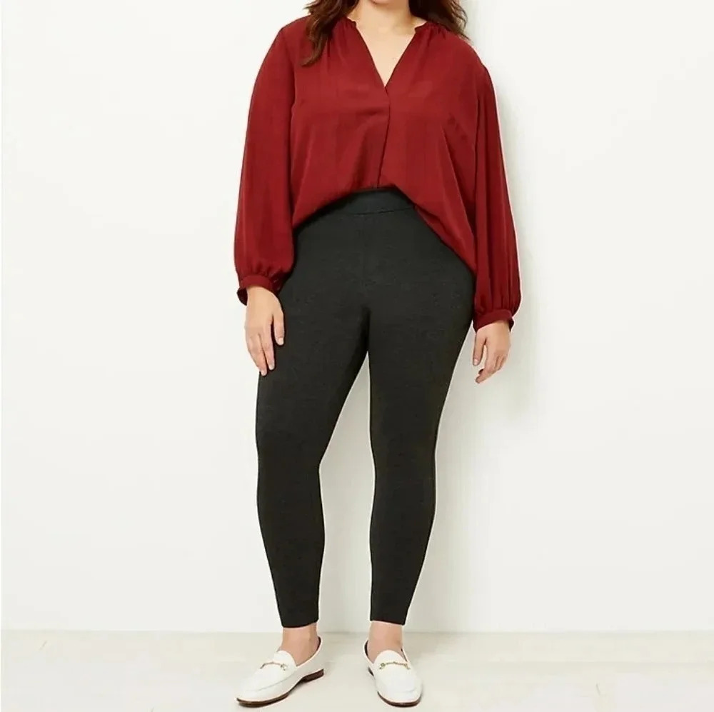 LOFT Heathered Seamed Ponte Leggings, Color Charcoal Size M